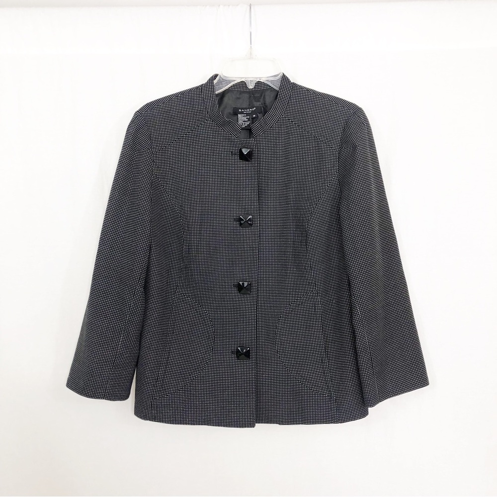 Sandro Sportswear Blazer Jacket, Size Medium, Black White